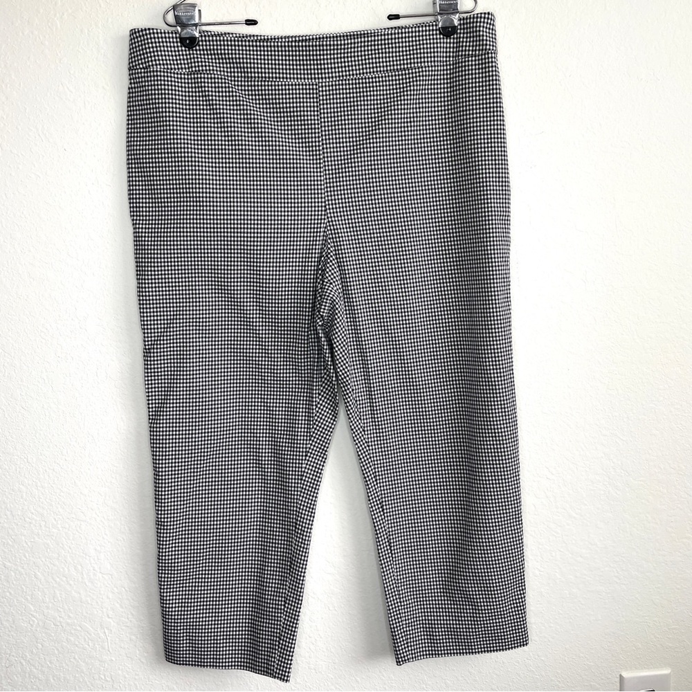 Talbots Black and White Gingham Chatham Ankle Pants Size 16